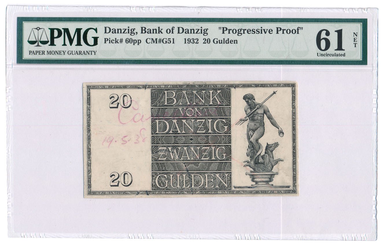 Banknot. Wolne Miasto Gdańsk 20 guldenów 1932 PMG 61 (MAX)
